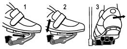 Justering av pedalspänning LOOK-pedaler levereras ALLTID med en förinställning på lägsta spänningsnivå. Justering kan göras på baksidan av pedalen, med hjälp av en 3 mm sexkantsnyckel.