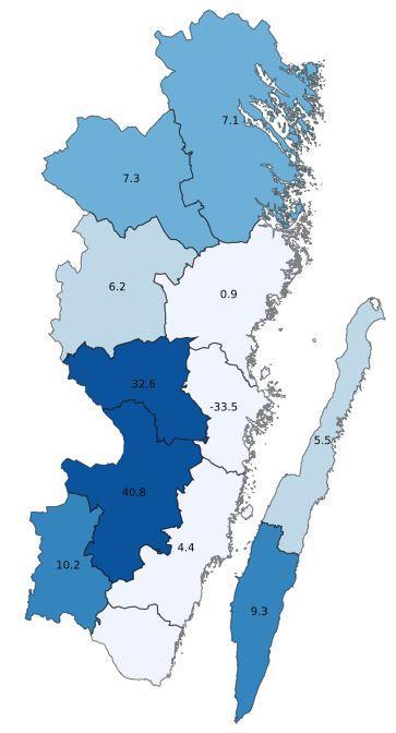 BI SYD Rapport januari-sep 2017 för Kalmar län hos gäster under perioden, där vistelserna tenderat att vara kortare i boendeformen.