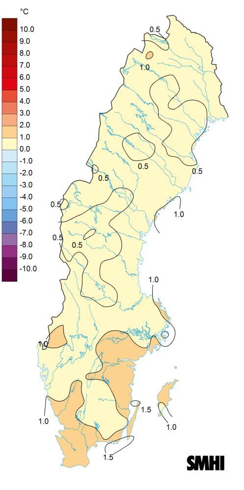 BI SYD Rapport januari-september 2017 för Kalmar län 8 Vädret i södra Sverige jan-sep 2017 Sommaren 2017 bjöd inte på några höga temperaturer.