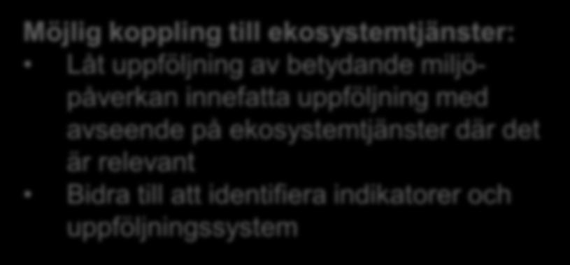 Planen/ programmet gäller Låt uppföljning av betydande miljöpåverkan innefatta uppföljning med