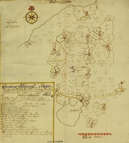 Redan 1684 genmfördes det ett lantmäteriprjekt i Vallsjön. Originaltexten lyder så här: "Gemetrisk afritningh uppå Sätegården Vallsiön, medh det för detta underliggande hemman ch trp.. ann 1684.