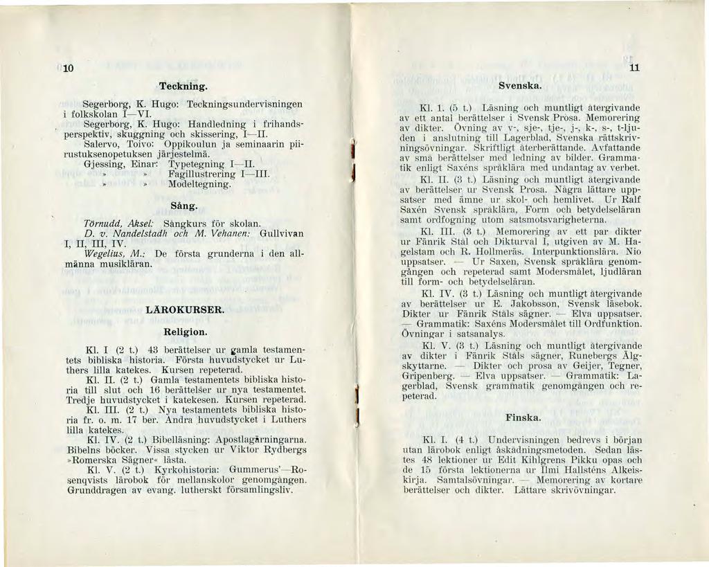 10 Teckning. Segerborg, K. Hugo: Teckningsundervisningen i folkskolan - V. Segerborg, K. Hugo: Handledning i frihandsperspektiv, skuggning och skissering, -.