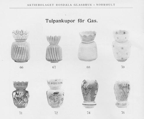 Rosdala glasbruk De danska ägarna i början av 1900-talet lät rekrytera personal från Tyskland och Danmark som var duktiga på att blåsa och bearbeta lampglas.