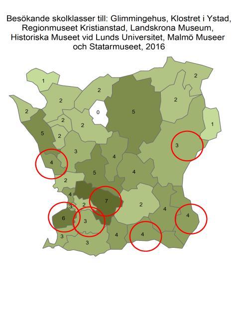 2016 utelämnades information om programaktiviteter för barn och unga i Malmö stad. Kartläggningen av museerna har även omfattat kommunernas kulturgaranti för barn och unga.