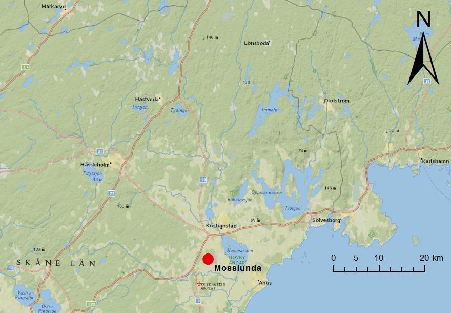 Mätningar vid Mosslunda Mosslunda gård ligger ca 5 km söder om Kristianstad (Figur 3).