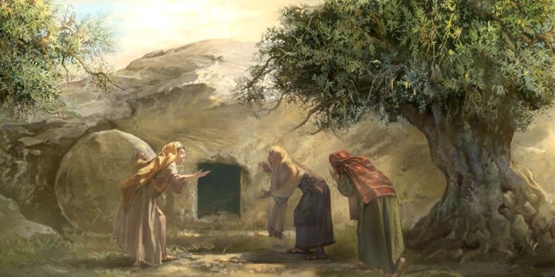 grav, men han var inte där o Jesus hade vaknat till liv o Jesus visade sig för sina