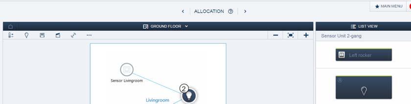 Idrifttagning 6.4.2 Länka manöverdonet med ytterligare en sensor Fig. 18: Länka manöverdonet med ytterligare en sensor 1.