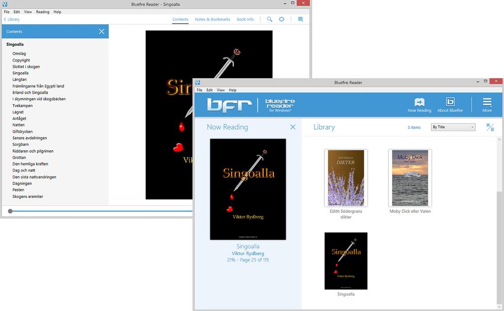 Metadata i Bluefire Reader Ha för vana att alltid öppna PDFen i exempelvis läsarprogrammen Bluefire Reader och Adobe Digital Editions för att kontrollera att titel, författare, innehållsförteckning