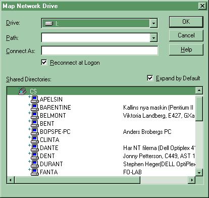 Appendix A - Hur du kopplar upp ditt konto ('mountar en drive') För att kunna spara dina program på ditt eget konto på Unix-systemet så kan du