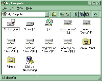 ex, som fungerar precis på samma sätt som A:, C: osv. Börja med att dubbelklicka på 'My Computer' längst upp till vänster på skrivbordet.