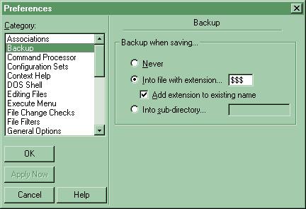 Under menyvalet Options Preferences ser du följande fönster: I denna dialog kan du ställa in hur PFE skall fungera.