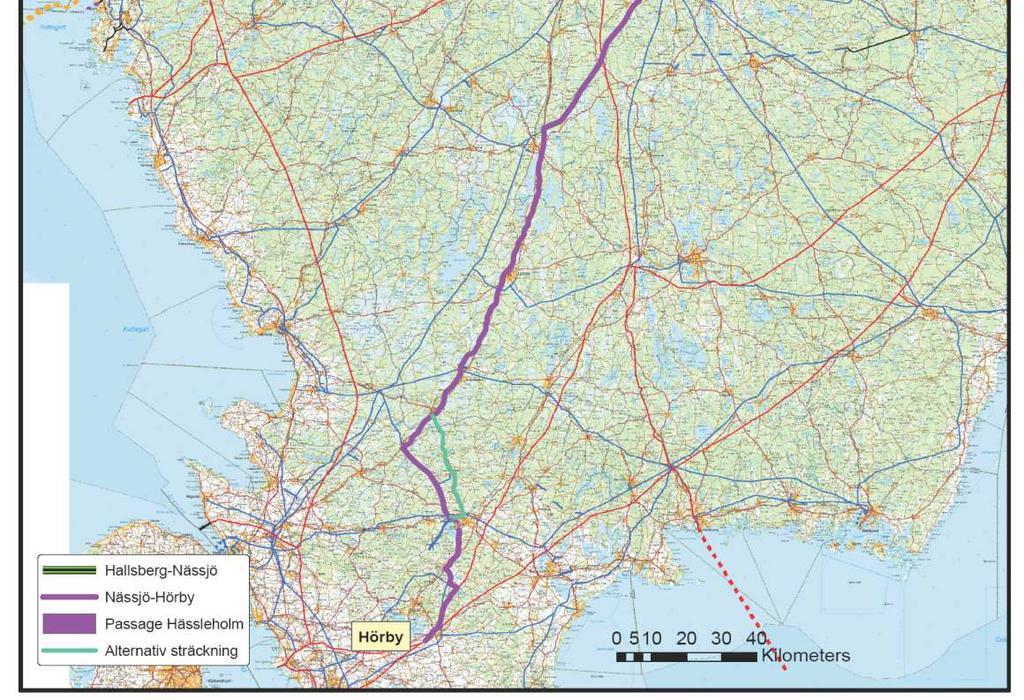 400kV AC Hallsberg Nässjö Luftledning 177 km Lila linjer: