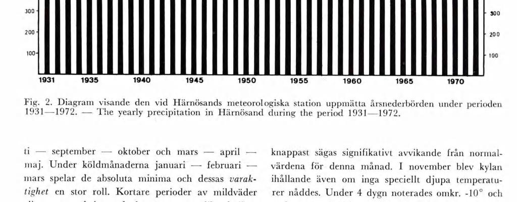 Kortare peroder av ldväder eller extre kyla torde knappast vara lka farlga. Vd analys av bfogade teperaturkurvor för ab soluta ax- och nteperaturer för åren 1931 t.o.. 1972 kan an konstatera att julte peraturerna genogående är höga.