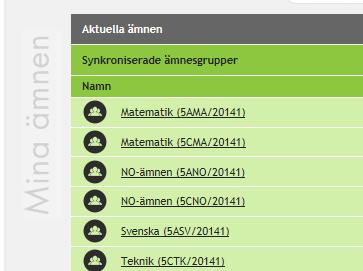 ett ämne/en grupp väljer du: 1.