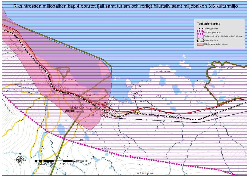 Bild Riksintresse kulturmiljö MB 3:6 Ofotenbanan Abisko Värdefulla ämnen och material (mineraler) MB 3:7 Förekomster av värdefulla ämnen och material som utgör riksintresse ska skyddas mot åtgärder