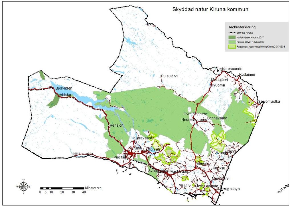 Bild Skyddade områden: nationalparker, naturreservat och planerade naturreservat (länsstyrelsen) Planförslagets påverkan på skyddad natur Nationalparkerna påverkas inte av planförslaget.