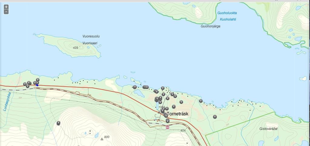 Området kring befintlig bebyggelse vid Torneträsk har riklig förekomst av fornfynd. Området ingår i ovannämnda område.
