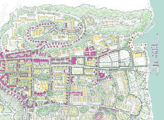 I utvecklingsprogrammet 2009 nämns flera utgångspunkter för en ny stadsbyggnadsidé. Framväxten av stadsbyggnadsidén kan delas in i fem tydliga skeden.