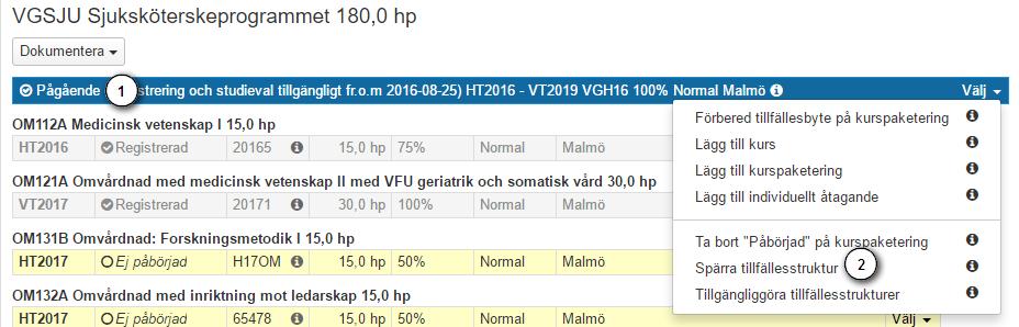 Studenten får inte flytta upp en termin 1.