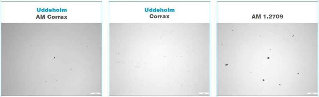 Ett verktyg tillverkat i Uddeholm AM Corrax har god beständighet mot korrosionsangrepp som kan uppkomma i fuktiga produktions- och lagringsmiljöer.