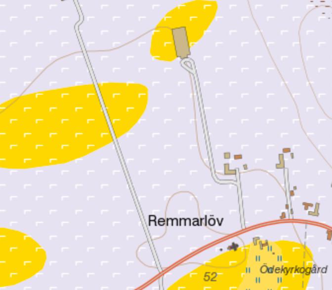 4.2.4 Geologiska förutsättningar Grundvattentäkten som finns i området för Remmarlöv Gård är en sedimentär bergförekomst med en grundvattennivå på 0 meter.