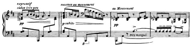 I takt 200 kommer ett fragment av motiv b i a moll, med instruktionen expressif ( uttrycksfullt ).