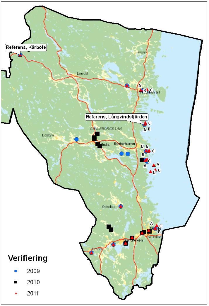 Figur 1. Provlokaler för ytvatten och sediment i inlands- och kustvattenlokaler under perioden 20