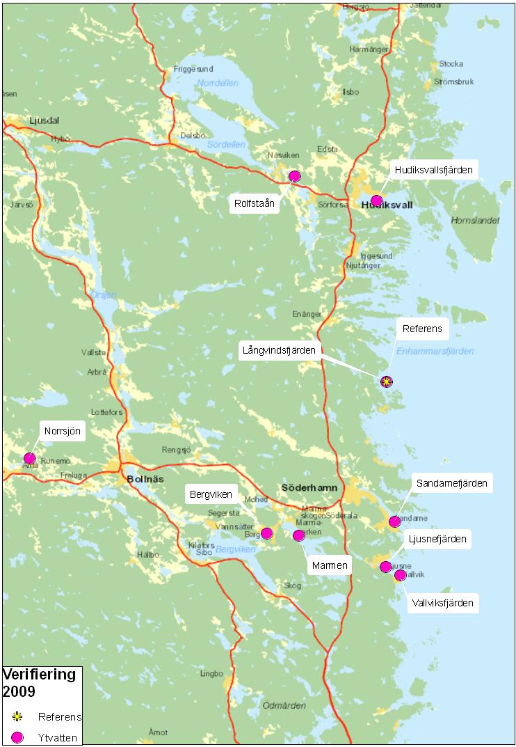 med passiva provtagare (se Figur 2 och 3). Målet var att välja lokaler, i hela länet, där utsläpp av miljögifter kunde antas medföra en betydande påverkan på vattenförekomsten.