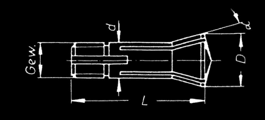 Spännhylsa - Grupp 300 Draghylsa Område Artikel nr d D L Gänga Ø Stigning mm [ -6 ] 302 E B 12,7 33,5 20 6,5 x 40 Gg 0,5-6 0,1 303 E 9,3 15 50 20,25 x 32 Gg 0,5-7,2 0,5 313 E 10 14 75 20 9,2 x 1