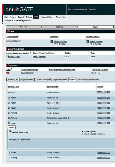 8 CDM Underhållsservice CDM -databas Exempel på serviceinformation Typ