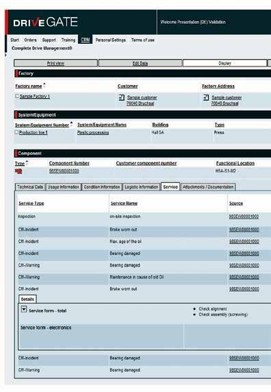 8 CDM Underhållsservice CDM -databas Exempel på serviceinformation Typ