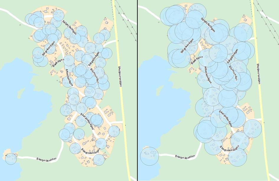 Sälgsjön hög skyddsnivå Området är bedömt med hög skyddsnivå för hälsa på grund av små tomter och tätbebyggelse med korta skyddsavstånd mellan enskilda avlopp och