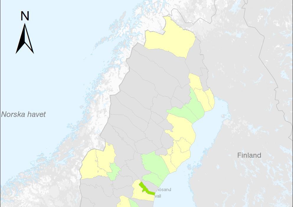 Figur 4. Kontaktade kommuner och vilka av dem som omfattas av ett eller flera svar. Kartan gör ingen skillnad på vilken extern aktör som besvarat enkäten för en viss kommun.