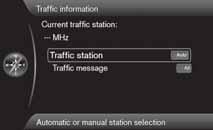 03 Planera din resa Inställningar 03 Trafikinformation Här kan viss sortering av trafikmeddelanden göras: Alla (All) samtliga