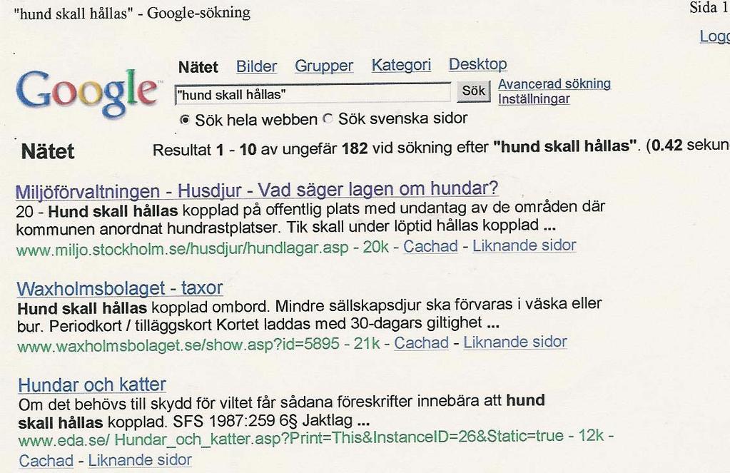 Exempel på gogling på nätet Vilka regler måste jag som
