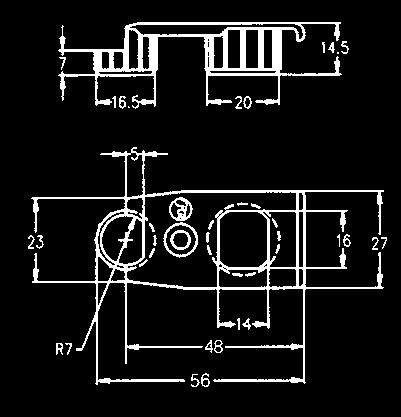 Stång 8 x 4 mm, kolvutsprång 17 mm Stång 10 x 4 mm, kolvutsprång 17 mm Stång 10 x 5 mm, kolvutsprång 17 mm Funktion Fasningen av stångändan och slutbleckets utformning, gör att bågen vid