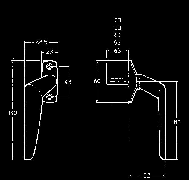 För att handtags-spärr Fix 840 och 850 skall passa, är sprinten 8 mm närmast handtags-brickan.