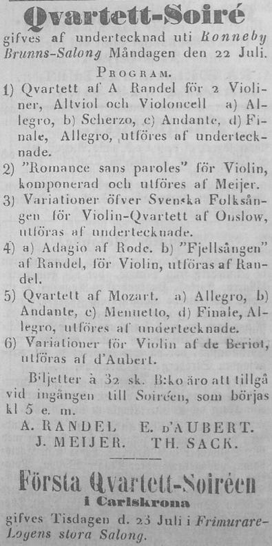 30 Vilken av Randels 3 kvartetter som utfördes framgår inte direkt av programmet, men enligt.