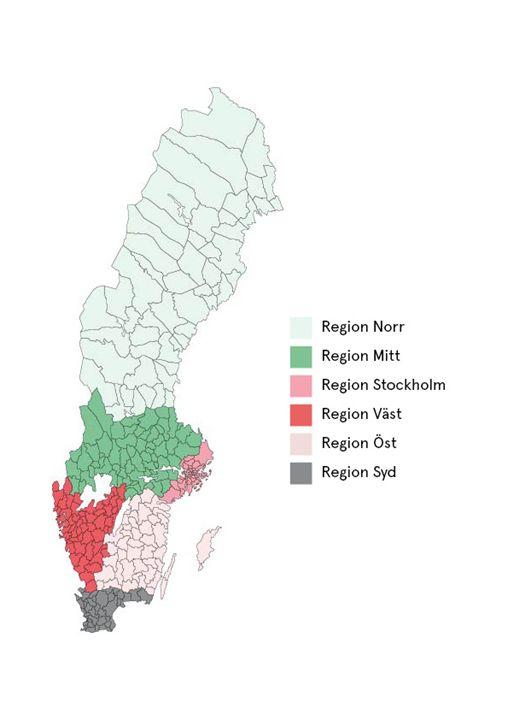 Förändringar mot nuläget: vi tydliggör den regionala indelningen, mandat och befogenheter för de regionala samarbetena och säkerställer att alla föreningar ingår i ett samarbete