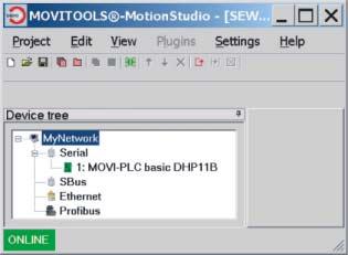 I Projektering och idrifttagning 4 Projektering och idrifttagning med PC-programvaran MOVITOOLS - Moti- Apparatspecifikt verktygsval Klicka på symbolen < > (Scan) i MOVITOOLS -MotionStudio.