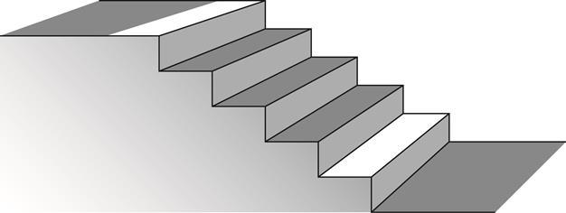 Figur 8:232 Kontrastmarkering av trappa (BFS 2014:3). Trapplanen bör ha minst samma bredd som trappan. Dörrar på trapplan bör placeras så att det inte blir svårt att passera.