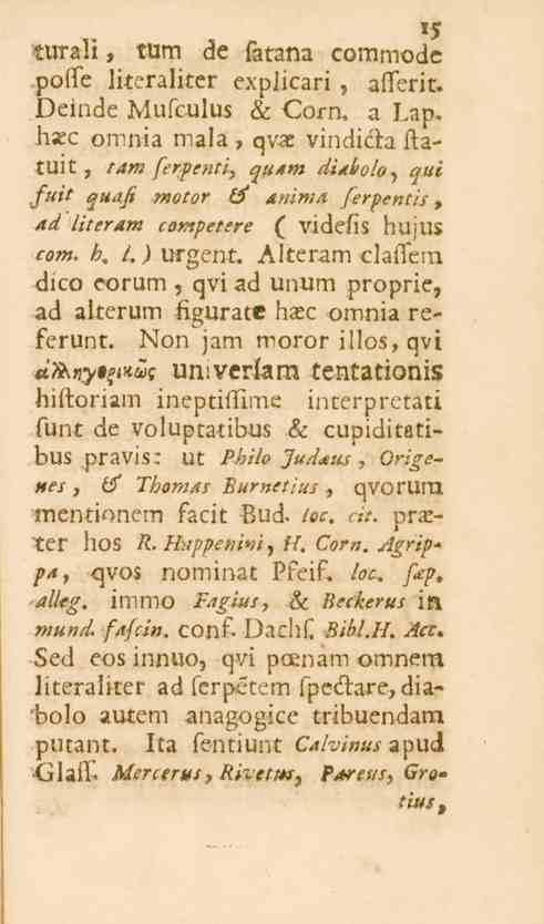 *5»5 turali, turn de fatana commode pofle literaliter explicari, aflerit. Deinde Mufculus & Corn. a Lap.