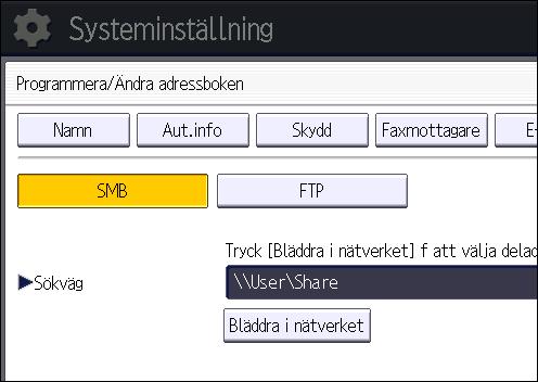 20. Tryck på [Avsluta]. Kontrollera inställningarna om anslutningstestet misslyckas och prova sedan på nytt. 21. Tryck på [OK]. 22. Tryck på [Användarverktyg] ( ) längst upp till höger på skärmen. 23.