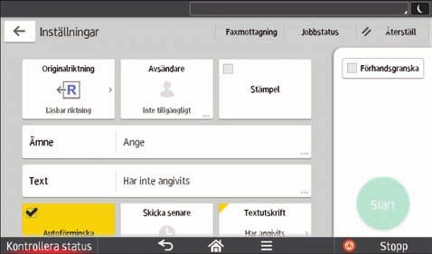 2. Komma igång Nr. Ikon Beskrivning 2 Du kan välja en originaltyp som passar dina original. 3 4 5 Tryck för att välja upplösning efter storleken på texten på ditt original.