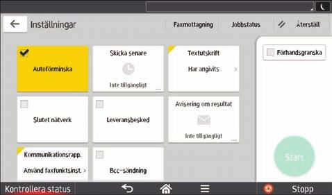 Så här använder du applikationerna Nr. Ikon Beskrivning 11 Ange text i Internetfax/e-postmeddelande. 12 13 14 15 16 17 18 19 DLV051 Nr. Ikon Beskrivning 12 Sidseparering och längdreducering.