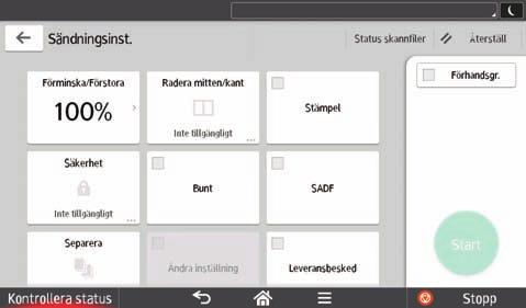 Du kan även ange densiteten genom att trycka på ikonen höger eller vänster.