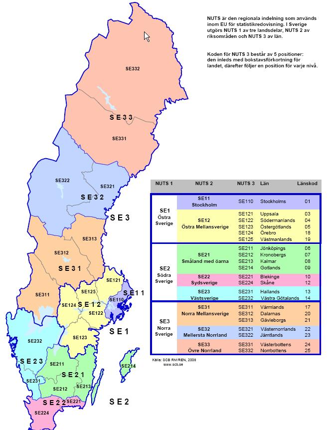 Regioner/Regions NUTS-indelning