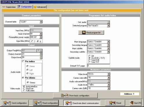 Programmera DigiPal Nicam 5554 (COFDM till PAL) Se sidan 1 för information om mjukvara och anslutning innan programmering.