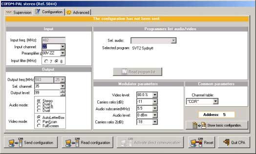 Programmera DigiPal 5044 (COFDM till PAL) Se sidan 1 för information om mjukvara och anslutning innan programmering.