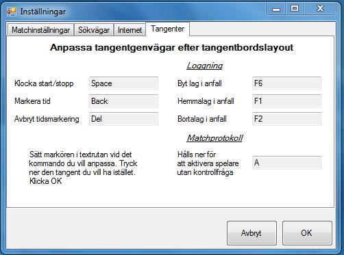 Du kan även ändra Klocka start/stopp, Markera tid och Avbryt tidsmarkering genom